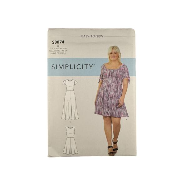 Simplicity Easy-to-Sew Dress Pattern S 8874 BB Size 20W to 28W Brand New - Picture 1 of 2